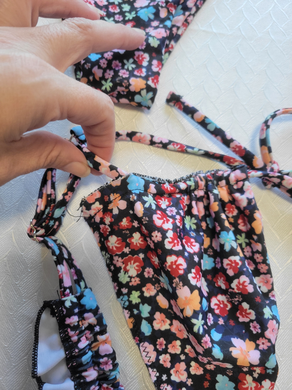 SHEIN Black Floral Ruffle Triangle Bikini Set - Picture 9 of 10